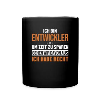 Entwickler hat immer Recht Systems Engineer Data - Tasse einfarbig - Schwarz - Vorne