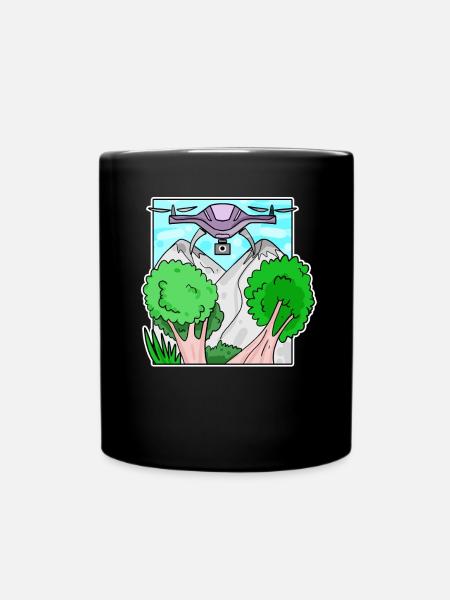 Drohne - Tasse einfarbig - Schwarz