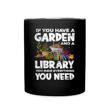 Garten Gartenarbeit Bücher Lesen Geschenk - Tasse einfarbig - Schwarz - Vorne