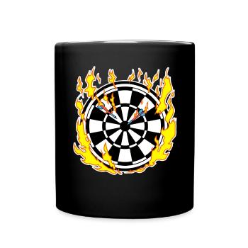 Dartboard in flames - Full Colour Mug - black - Front