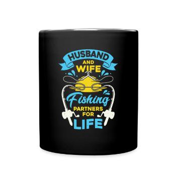 Fishing partner couple man woman gift - Full Colour Mug - black - Front
