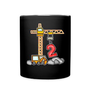 Bagger T-Shirt 2. Geburtstag 2 Jahre Jungen Shirt - Tasse einfarbig - Schwarz - Vorne