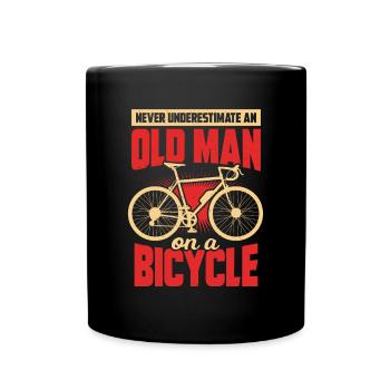 Old man cyclist bike grandpa gift - Full Colour Mug - black - Front