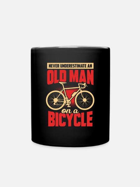 Old man cyclist bike grandpa gift - Full Colour Mug - black