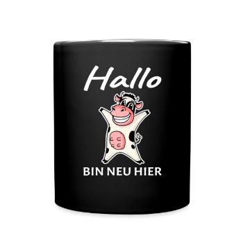 Baby Geburt Schwanger - Hallo ich bin neu Hier - Tasse einfarbig - Schwarz - Vorne