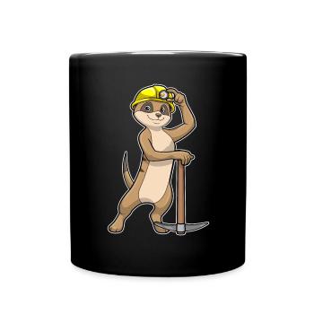 Erdmännchen Bergarbeiter Spitzhacke Bergbau - Tasse einfarbig - Schwarz - Vorne