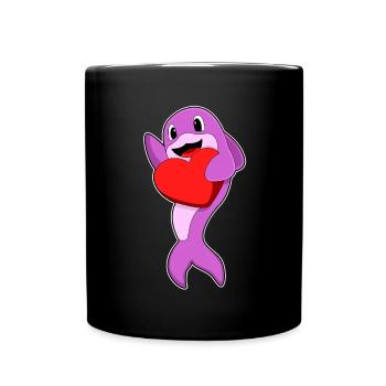 Delfin Herz - Tasse einfarbig - Schwarz - Vorne