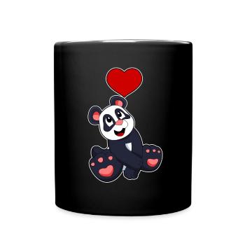 Panda Herz - Tasse einfarbig - Schwarz - Vorne