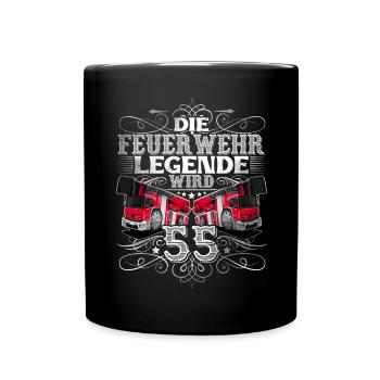 55. Geburtstag Feuerwehrmann Feuerwehr - Tasse einfarbig - Schwarz - Vorne