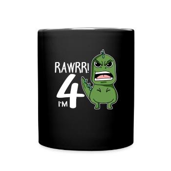 4th birthday - 4 years old - I'm 4 - Full Colour Mug - black - Front