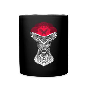 Schwarzwaldmädel Schwarzwaldmaidli Bollenhut Reh - Tasse einfarbig - Schwarz - Vorne