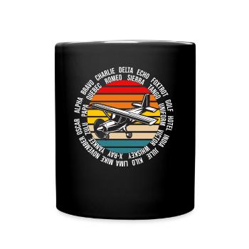International Pilot's Alphabet Aviation Hobby Pilo - Full Colour Mug - black - Front