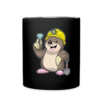 Maulwurf Bergarbeiter Schaufel Bergbau - Tasse einfarbig - Schwarz - Vorne