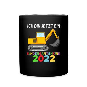 Kindergarten Kind Bagger Schule Einschulung 2022 - Tasse einfarbig - Schwarz - Vorne