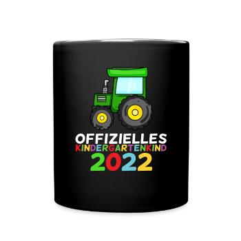 Kindergarten 2022 Traktor Geschenk - Tasse einfarbig - Schwarz - Vorne