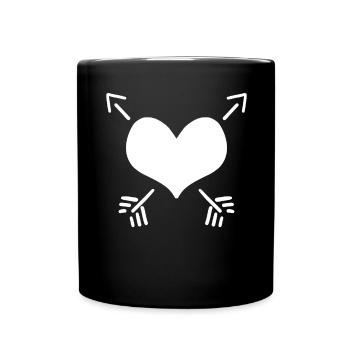 Flèche et coeur - coeur et flèche - Mug uni - noir - Devant