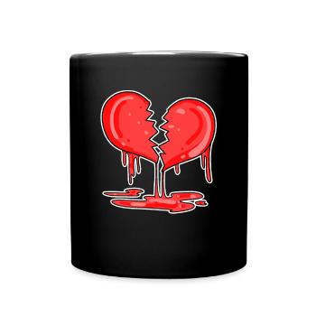 Gebrochenes Herz - Tasse einfarbig - Schwarz - Vorne