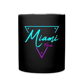 Miami Neon Schrift Verlauf - Tasse einfarbig - Schwarz - Vorne