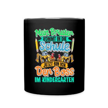 Bruder Bagger Einschulung Kindergarten - Tasse einfarbig - Schwarz - Vorne