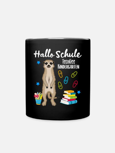 Einschulung Schulbeginn 1. Klasse Erdmännchen - Tasse einfarbig - Schwarz