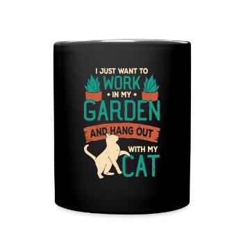 Garden Plants Gardening Cat Gardener Gift - Full Colour Mug - black - Front