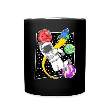 Astronaute dans l’espace avec fusée - Mug uni - noir - Devant
