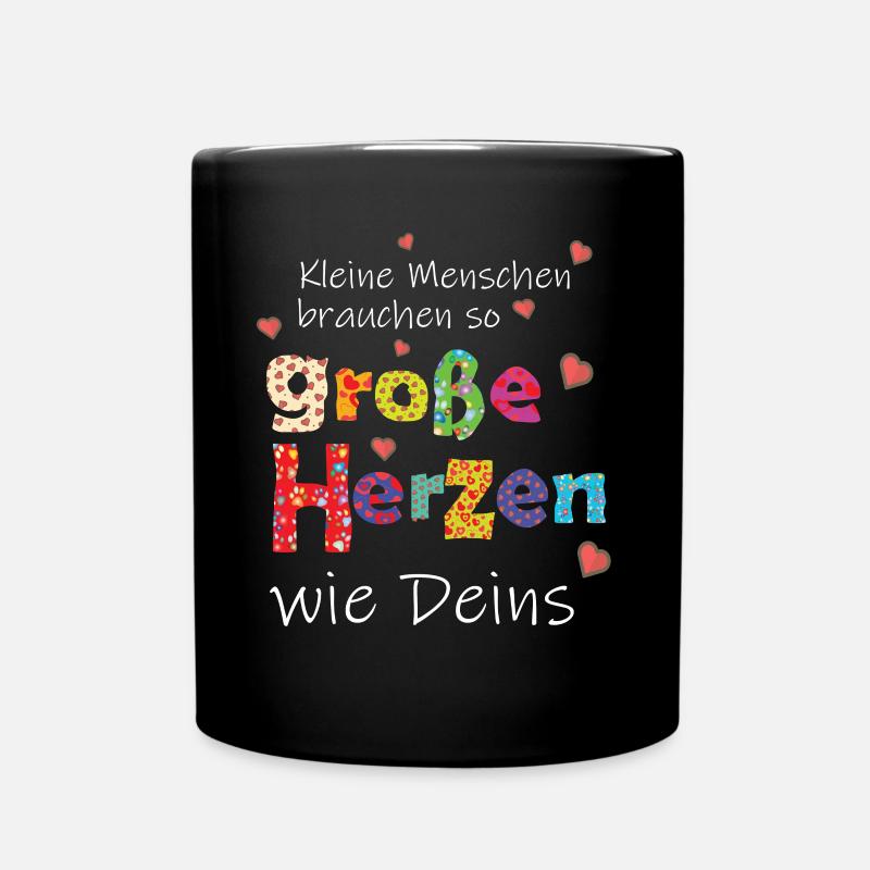 Kleine Menschen brauchen große Herzen - Danke - Tasse einfarbig - Schwarz
