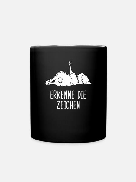 Erkenne die Zeichen Schaf Mittelfinger - Tasse einfarbig - Schwarz