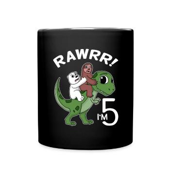 5 dinosaures dinosaures Dino 5ème anniversaire - Mug uni - noir - Devant