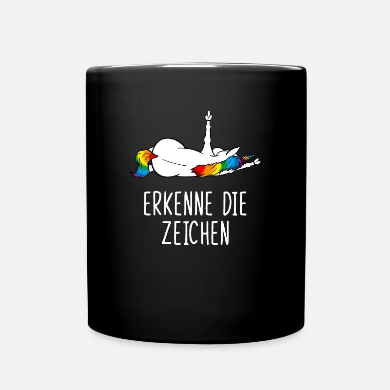 Erkenne die Zeichen Einhorn Mittelfinger - Tasse einfarbig - Schwarz