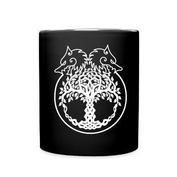 Wolfsbaum Knotenkunst - Tasse einfarbig - Schwarz - Vorne