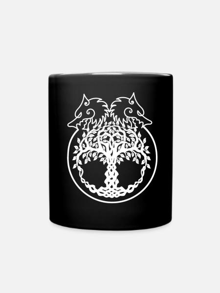 Wolfsbaum Knotenkunst - Tasse einfarbig - Schwarz