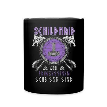 Schildmaid Prinzessinen Wikinger Schild Norse Wolf - Tasse einfarbig - Schwarz - Vorne