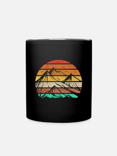 Retro Sonnenuntergang Vintage Wandern Berg - Tasse einfarbig - Schwarz