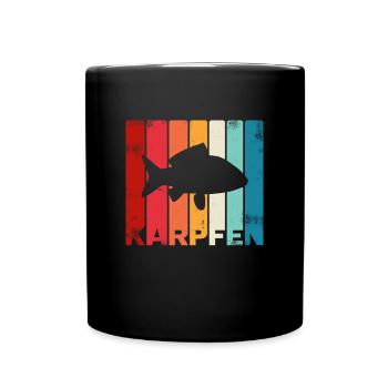 Karpfen Karpfenangeln Retro - Tasse einfarbig - Schwarz - Vorne
