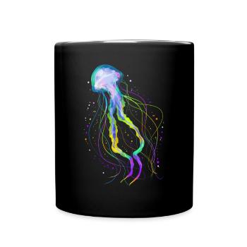 Colorful Ocean Jellyfish - Psychedelic Jellyfish - Full Colour Mug - black - Front