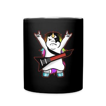 Guitar Playing Black Metal Unicorn - Full Colour Mug - black - Front