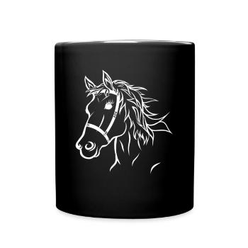 Tête de cheval illustration cheval - Mug uni - noir - Devant
