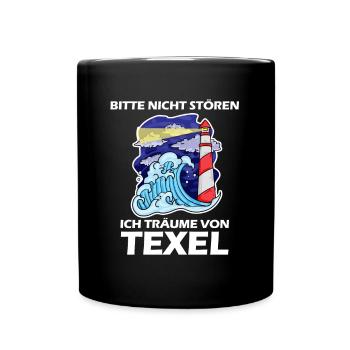 Texel Leuchtturm Nordsee - Tasse einfarbig - Schwarz - Vorne