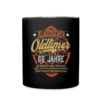 66. Geburtstag Oldtimer - Tasse einfarbig - Schwarz - Vorne