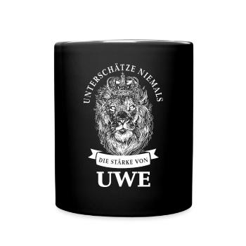 Uwe Geschenk Name Löwe - Tasse einfarbig - Schwarz - Vorne