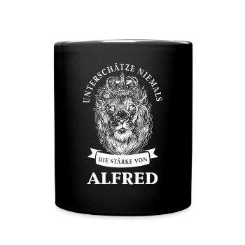 Alfred Geschenk Name Löwe - Tasse einfarbig - Schwarz - Vorne