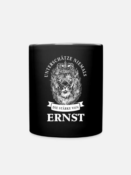 Ernst Geschenk Name Löwe - Tasse einfarbig - Schwarz