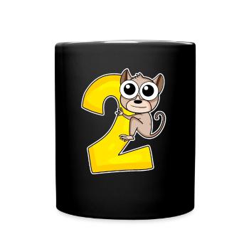 2 Jahre - Tarsier - Koboldmaki - 2. Geburtstag - Tasse einfarbig - Schwarz - Vorne