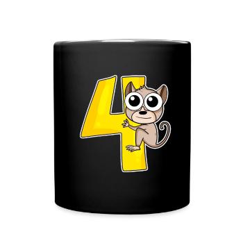4 Jahre - Tarsier Koboldmaki - 4. Geburtstag - Tasse einfarbig - Schwarz - Vorne