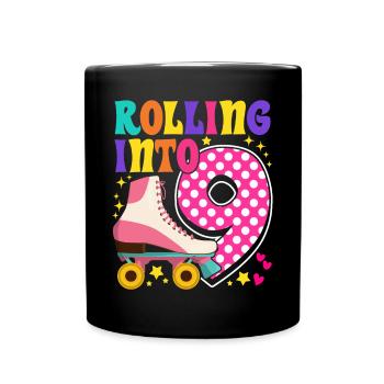 Rolling Into 9 years Turning 9 Roller Skate Kids - Tasse einfarbig - Schwarz - Vorne