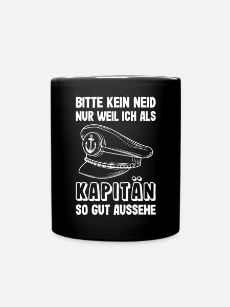 Kapitän Mütze Käptn Bootsführerschein Schifffahrt - Tasse einfarbig - Schwarz