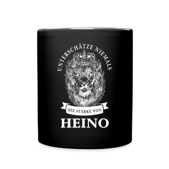 Heino Geschenk Name Löwe - Tasse einfarbig - Schwarz - Vorne