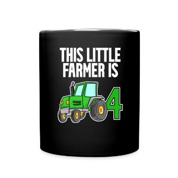 Tracteur 4 ans Garçon 4 anniversaire fils - Mug uni - noir - Devant