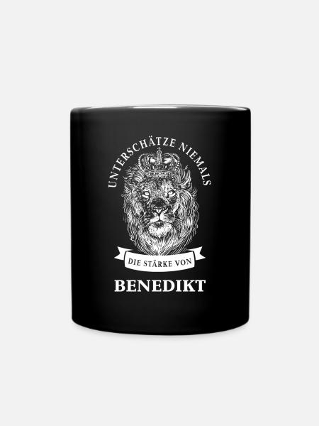 Benedikt Geschenk Name Löwe - Tasse einfarbig - Schwarz
